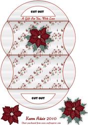 Christmas Poinsettia Pillow Purse Gift Box