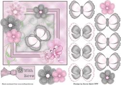 3D Butterfly and Silk Flowers Card Front