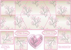 Valentine's Heart in Pink Double Diamond Fold Card