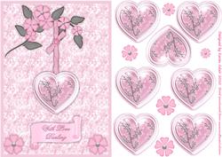 3D Heart and Flowers Card Front