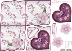 Valentine Heart 'n Flowers Shaped Diamond Top Card