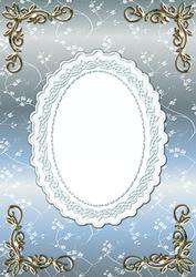 Blossoms Card Front in Ocean Blue