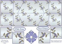 Blue Petals Double Diamond Fold Card