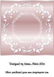 Ornate Large Square Card Front in Rose