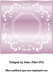 Ornate Large Square Card Front in Pink