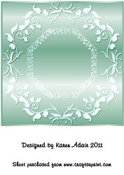 Ornate Large Square Card Front in Green
