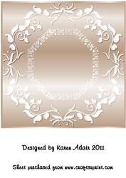 Ornate Large Square Card Front in Beige
