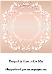 Ornate Large Square Card Front in Peach