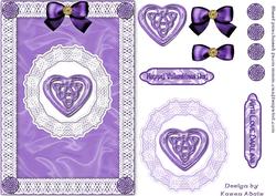 Celtic Valentine Heart, Satin 'n Lace Card Front in Lilac