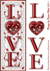 Love Large, Tall Dl Card Front and Step by Step in Red