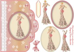 Art Deco Lady 'n Lace Scallop Edged Card Front