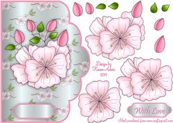 Beautiful Cherry Blossom Scallop Edged Card Front