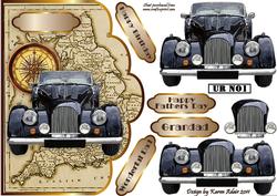 3D Vintage Car Scallop Edge Card Front