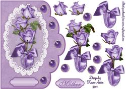 Sweetheart Roses in Lilac Scallop Edge Card Front