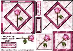 Sweetheart Rose on Stained Glass Square Card Front