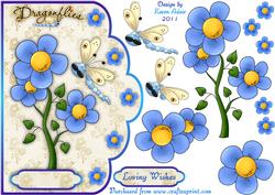 Dragonflowers 2 Scallop Edged Card Front