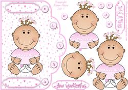 New Baby Girl Scallop Edged Card Front