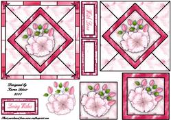Cherry Blossom on Stained Glass Square Card Front