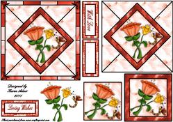 Dragonflowers on Stained Glass Square Card Front