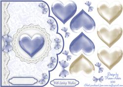 3D Heart on Scallop Edge Card Front