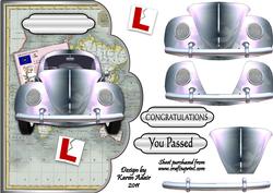 Beetle Car Driving Test Congrats Scallop Edge Card Front