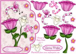 Dragonflowers in Pink Scallop Edge Card Front