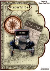 Vintage Car 2 Scallop Edge A4 Card Front
