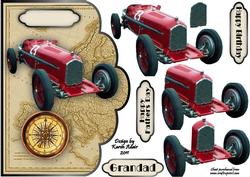 3D Vintage Racing Car Scallop Edge Card Front