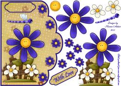 Perfect Petals in Blue Scallop Edge Card Front