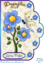 Dragonflowers 2 A4 Scallop Edge Card Front