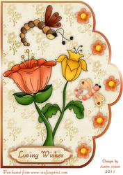 Dragonflowers A4 Scallop Edge Card Front