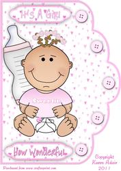 Its a Girl A4 Scallop Edge Card Front