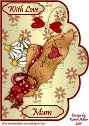 Mothers Day Bonnet and Daisies A4 Scallop Front Card Front
