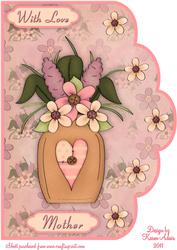 Mothers Flowers A4 Scallop Edge Card Front
