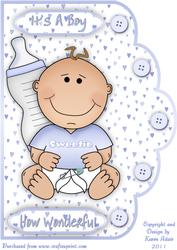 Its a Boy A4 Scallop Edge Card Front