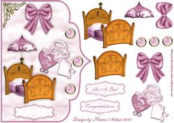New Baby Girl Elegant Scallop Card Front