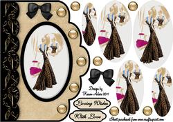 Art Deco Mirror Image Scallop Edge Card Front