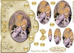 Yellow Roses Christening Scallop Edge Card Front
