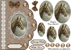 Horse N Lace Scallop Edge Pyramid Card Front