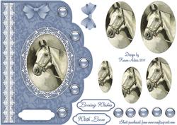 Horse N Lace 2 Scallop Edge Pyramid Card Front