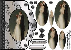 Vintage Anniversary Scallop Edge Card Front in Silver