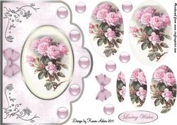 Pink Roses Scallop Edge Card Front