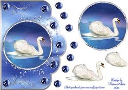 Fantasy Swan Scallop Edge Card Front