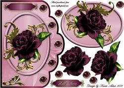 A Celebration Rose Scallop Edge Card Front