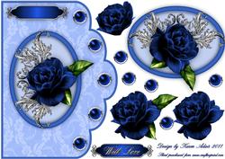 Blue Rose Scallop Edge Card Front
