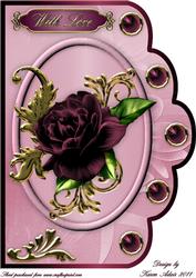 A Celebration Rose A4 Scallop Edge Card Front