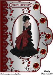 A Vision in Scarlet A4 Scallop Edge Card Front