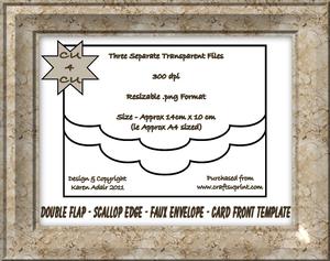 Double Flap Scallop Edge Faux Envelope Template