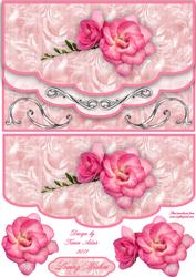 Roses for Mum Double Scallop Edge Faux Envelope Card Front
