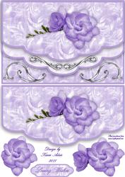 Lilac Roses for Mum Double Scallop Faux Envelope Card Front
